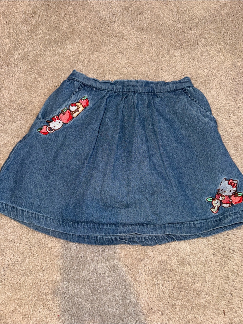 Hello Kitty Blue Denim Skort with Embroidered Characters